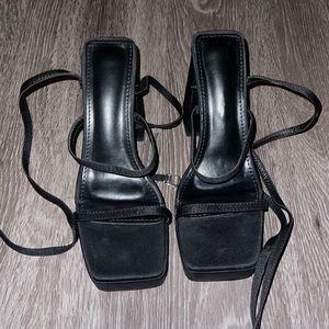 Square Toe Black Heels